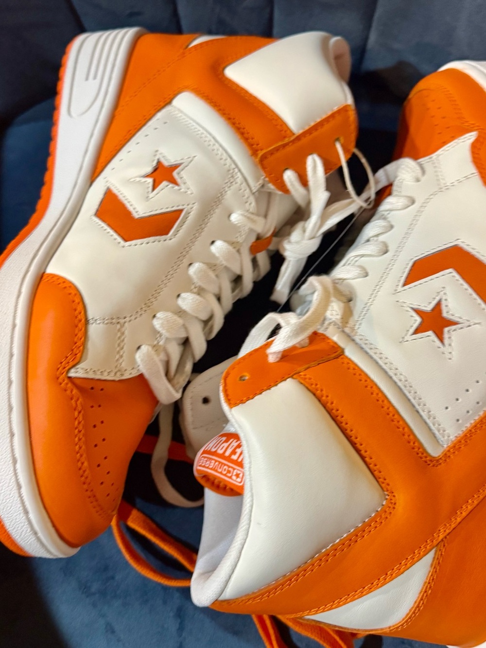 Converse Weapon Mid White and Orange Retro Basketball Sneakers, Sizes 12 & 10.5 - Picture 11 of 15